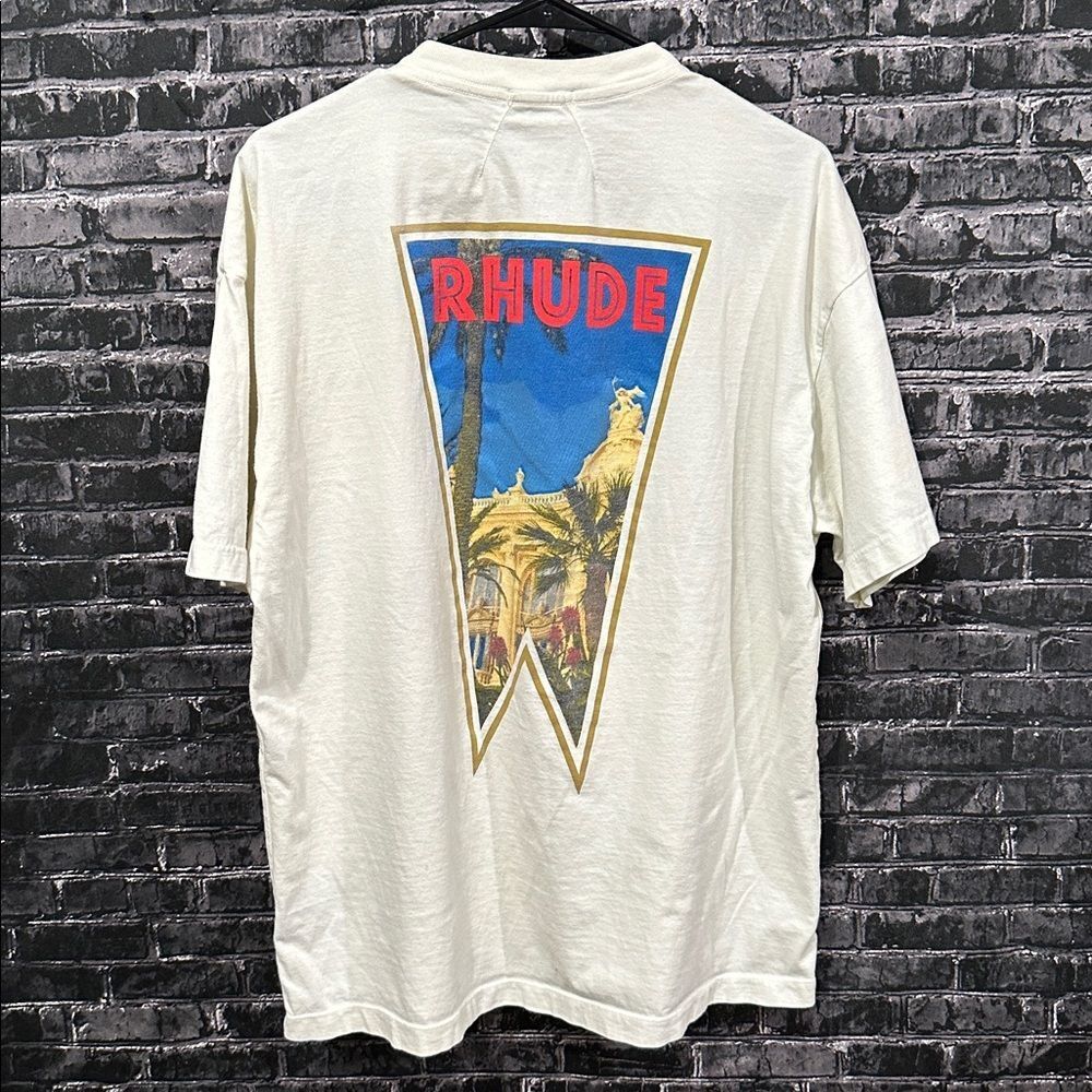 Rhude Graphic Stamp Tee with Red and Blue Accents in Vintage White! - Picture 2 of 3